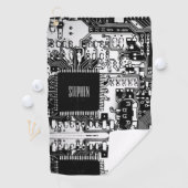 カスタム白黒PCBプリント基板ギーク ゴルフタオル (インサイチュ)