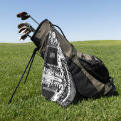 カスタム白黒PCBプリント基板ギーク ゴルフタオル (グリーン)