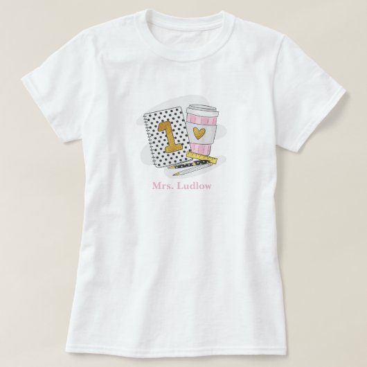 カスタム白1年生先生 Tシャツ (デザイン正面)