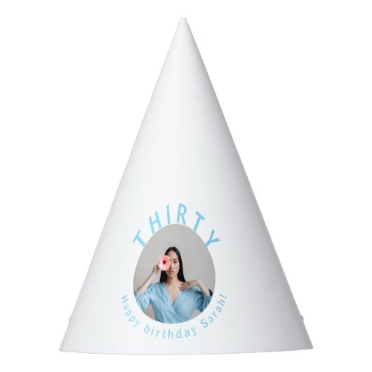 カスタム白30歳の誕生日パーティー帽子 パーティーハット (正面)