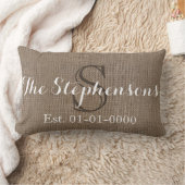 カスタム白/Burlap-Look素朴結婚/ファミリ ランバークッション (ブランケット)