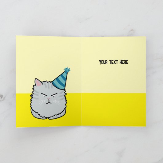 カスタム皮肉な猫おもしろい漫画のジョーク誕生日 カード (内部)