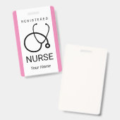 カスタム看護師名札 聴診器のイメージ付き バッジ (正面＆裏面)