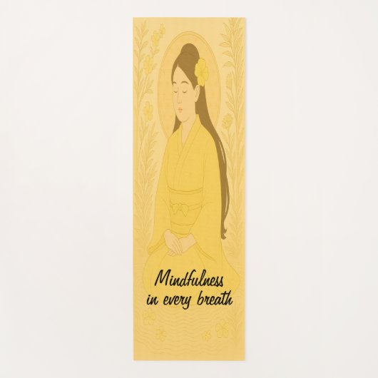 カスタム瞑想芸術マインドフルネス禅イエロー ヨガマット (正面)