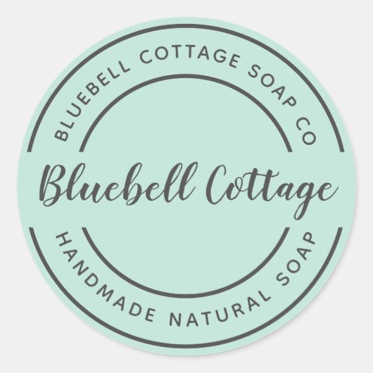 カスタム石けんモダン製ミントエレガントステッカー ラウンドシール (正面)