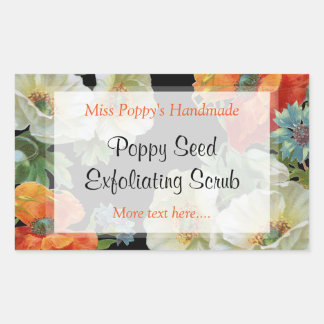 カスタム石鹸またはベーキングホワイトオレンジポピーステッカー 長方形シール