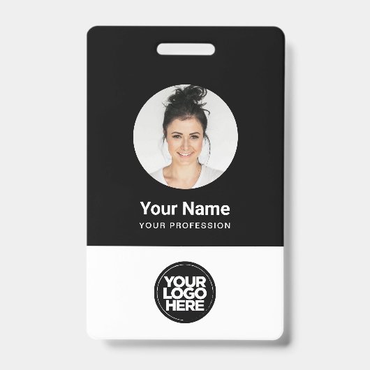 カスタム社員の丸い写真ロゴ名 バッジ (Front)