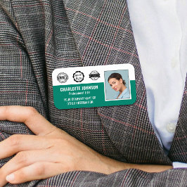 カスタム社員の写真会社のロゴ磁気グリーン 名札