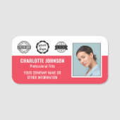 カスタム社員の写真会社のロゴ磁気レッド 名札 (正面)