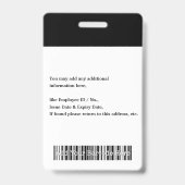 カスタム社員の写真名ロゴバーコードID バッジ (裏面)