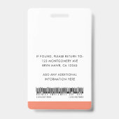 カスタム社員写真カード、ロゴ、バーコード、名前 バッジ (裏面)