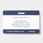 カスタム社員写真ネイビーブルー病院ID バッジ (裏面)