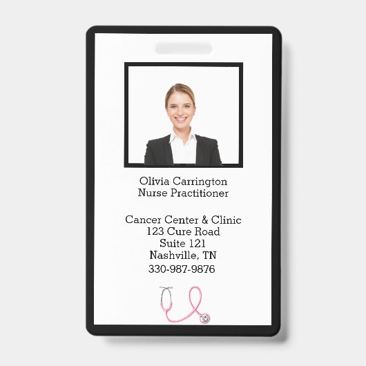 カスタム社員写真バーコードロゴ名バッジ バッジ (正面)