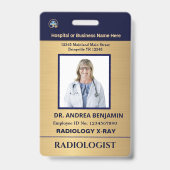 カスタム社員写真ロゴバーコード名札 バッジ (正面)