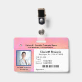 カスタム社員写真ロゴバーコード名 バッジ (正面 （クリップ付）)