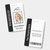 カスタム社員写真ロゴバーコード名 黒 バッジ (正面＆裏面)