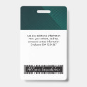 カスタム社員写真ロゴバーコード名IDグリーン バッジ (裏面)