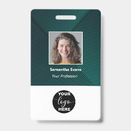 カスタム社員写真ロゴバーコード名IDグリーン バッジ