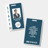 カスタム社員写真名札QRコードバーコード バッジ (正面＆裏面)