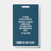 カスタム社員写真名札QRコードバーコード バッジ (裏面)