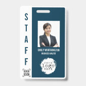 カスタム社員写真名札QRコードバーコード バッジ (正面)