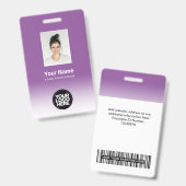 カスタム社員写真 グラデーションパープル バッジ (正面＆裏面)