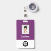 カスタム社員写真、バーコード、ロゴ、名札 バッジ (伸縮クリップ付き付き表面)