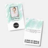 カスタム社員写真、バーコード、ロゴ、名札 バッジ (正面＆裏面)