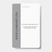 カスタム社員写真、ロゴ、名前 グレー バッジ (裏面)