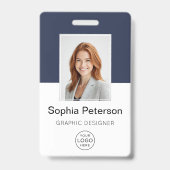 カスタム社員写真、ロゴ、名前 バッジ (正面)