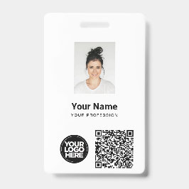 カスタム社員写真、QRコードとバーコード、ロゴ、名前 バッジ