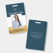 カスタム社員名ロゴ写真緑色IDバッジ バッジ (Front & Back)