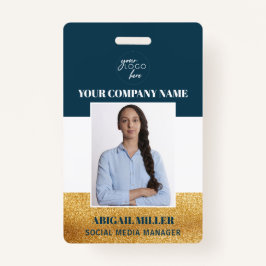 カスタム社員名ロゴ写真緑色IDバッジ バッジ