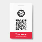 カスタム社員名 ビジネス ロゴ QR コード バッジ (正面)
