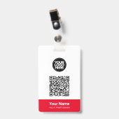 カスタム社員名 ビジネス ロゴ QR コード バッジ (正面 (クリップ付))