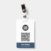 カスタム社員名 ビジネス ロゴ QR コード バッジ (正面 (クリップ付))