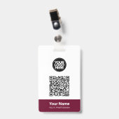 カスタム社員名 ビジネス ロゴ QR コード バッジ (正面 (クリップ付))