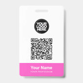 カスタム社員名 ビジネス ロゴ QR コード バッジ (正面)