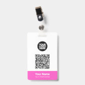 カスタム社員名 ビジネス ロゴ QR コード バッジ (正面 (クリップ付))