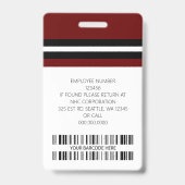 カスタム社員名、写真、バーコード、ロゴ バッジ (裏面)