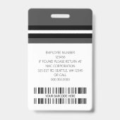 カスタム社員名、写真、バーコード、ロゴ バッジ (裏面)