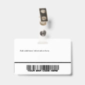 カスタム社員証 - 写真、ロゴ、バーコードと名前 バッジ (裏面 （クリップ付）)