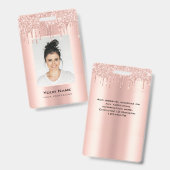 カスタム社員 グリッター ドリップ ローズゴールド 名前 バッジ (表裏)