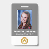 カスタム社員 – フォトロゴバーコード名 バッジ (表面)