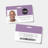カスタム社員 - ロゴ、写真、バーコード、名前ID バッジ (正面＆裏面)