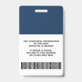 カスタム社員 - 写真、バーコード、ロゴ、名前 バッジ (裏面)
