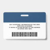 カスタム社員 - 写真、バーコード、ロゴ、名前 バッジ (裏面)
