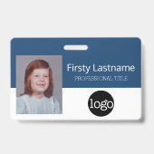 カスタム社員 - 写真、バーコード、ロゴ、名前 バッジ (正面)