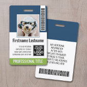 カスタム社員 - 写真、バーコード、ロゴ、名前 バッジ