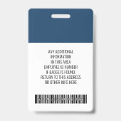 カスタム社員 - 写真、バーコード、ロゴ、名前 バッジ (裏面)